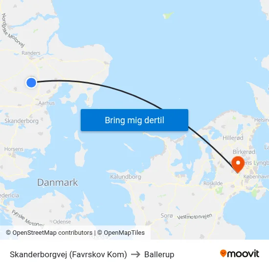 Skanderborgvej (Favrskov Kom) to Ballerup map