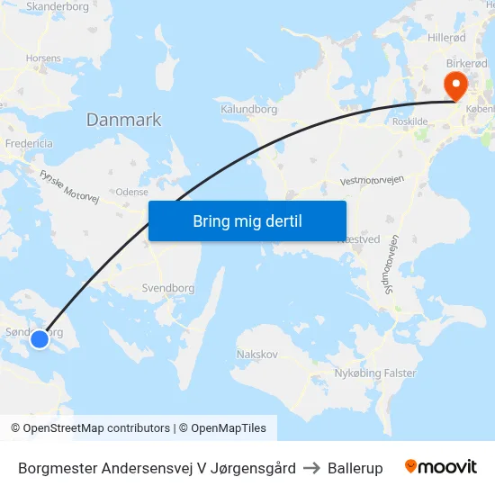 Borgmester Andersensvej V Jørgensgård to Ballerup map