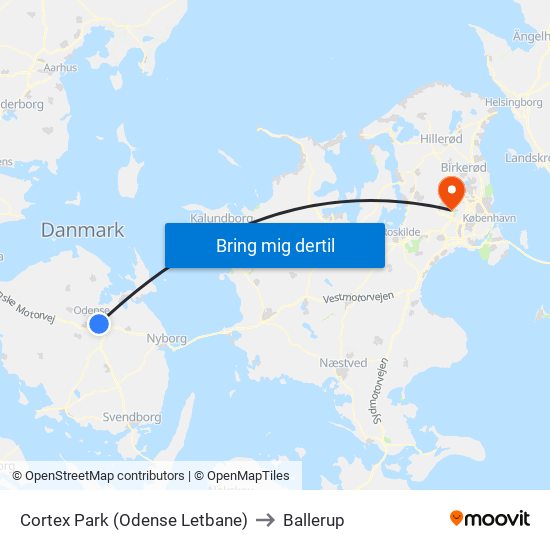 Cortex Park (Odense Letbane) to Ballerup map