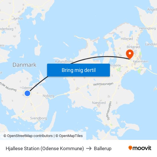 Hjallese Station (Odense Kommune) to Ballerup map