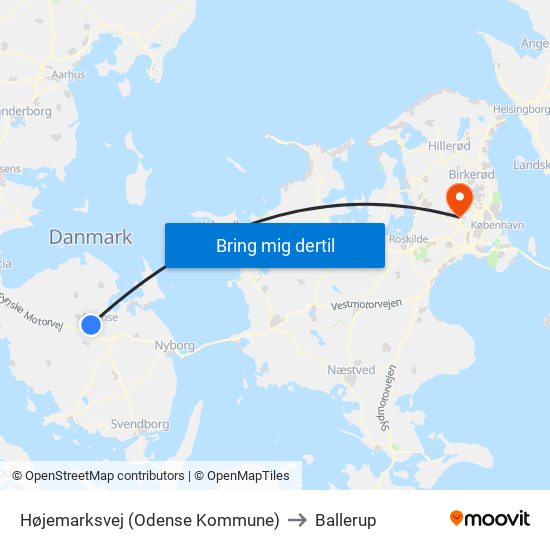 Højemarksvej (Odense Kommune) to Ballerup map
