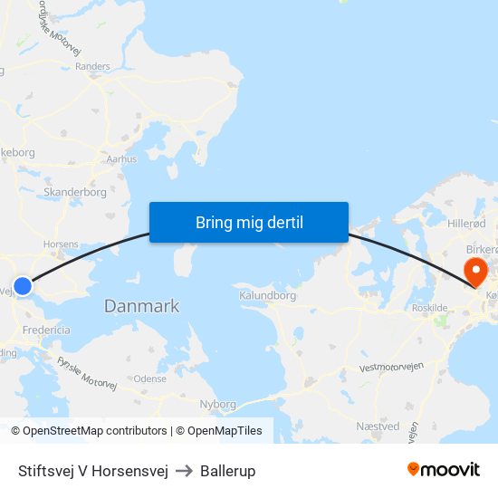 Stiftsvej V Horsensvej to Ballerup map