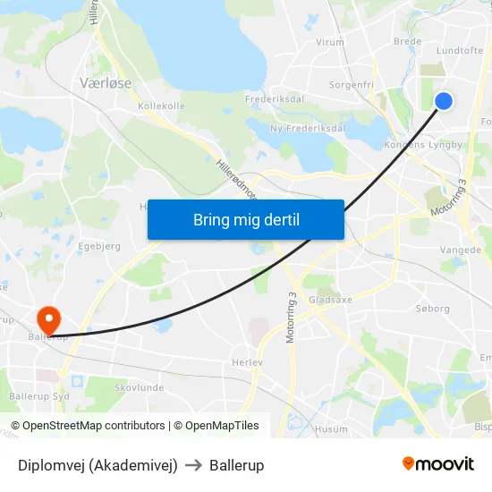 Diplomvej (Akademivej) to Ballerup map