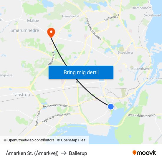 Åmarken St. (Åmarkvej) to Ballerup map