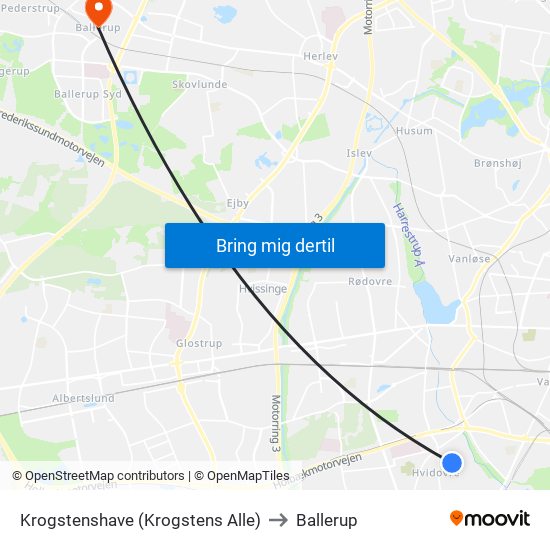 Krogstenshave (Krogstens Alle) to Ballerup map