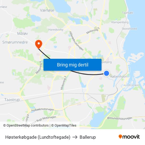 Høsterkøbgade (Lundtoftegade) to Ballerup map