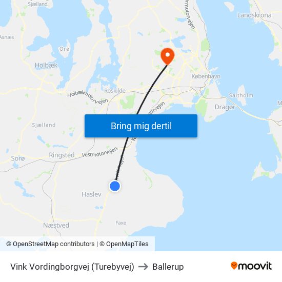 Vink Vordingborgvej (Turebyvej) to Ballerup map