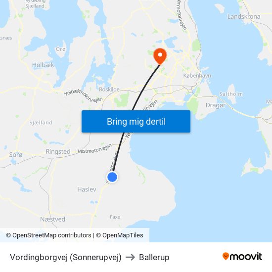 Vordingborgvej (Sonnerupvej) to Ballerup map