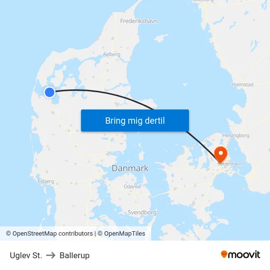 Uglev St. to Ballerup map
