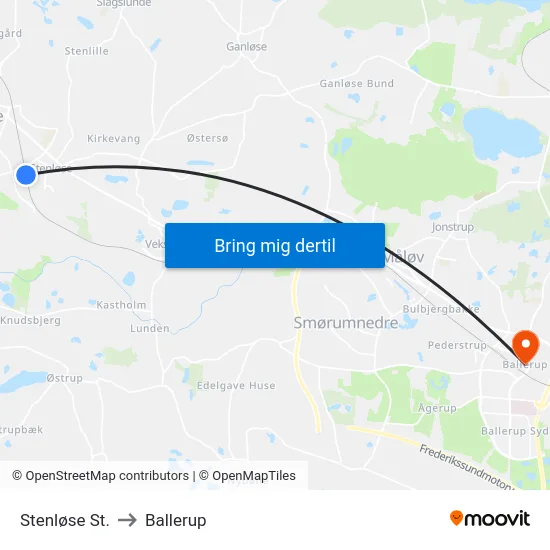 Stenløse St. to Ballerup map