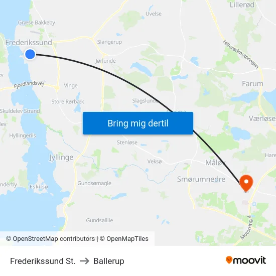 Frederikssund St. to Ballerup map