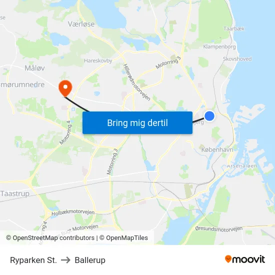 Ryparken St. to Ballerup map