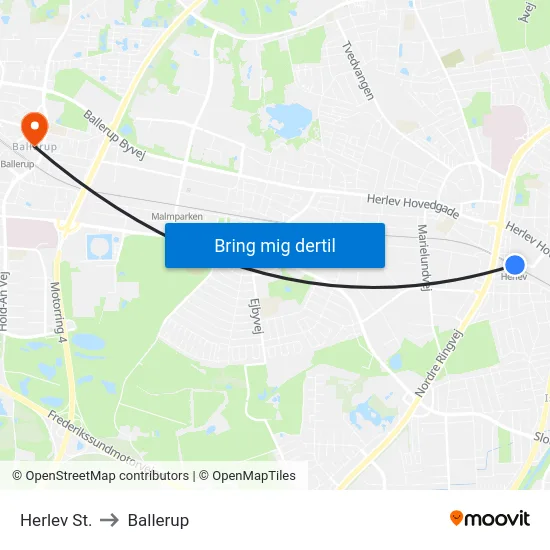 Herlev St. to Ballerup map