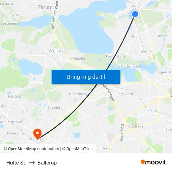 Holte St. to Ballerup map