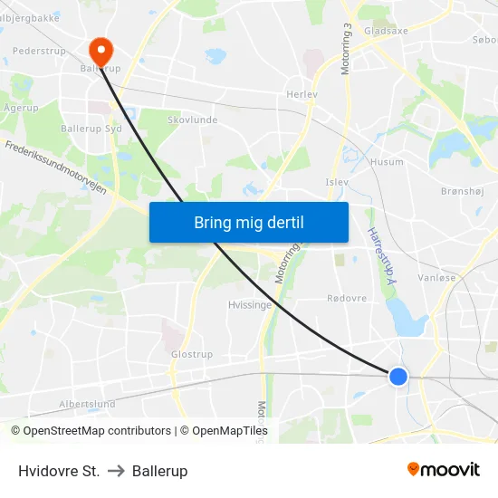 Hvidovre St. to Ballerup map