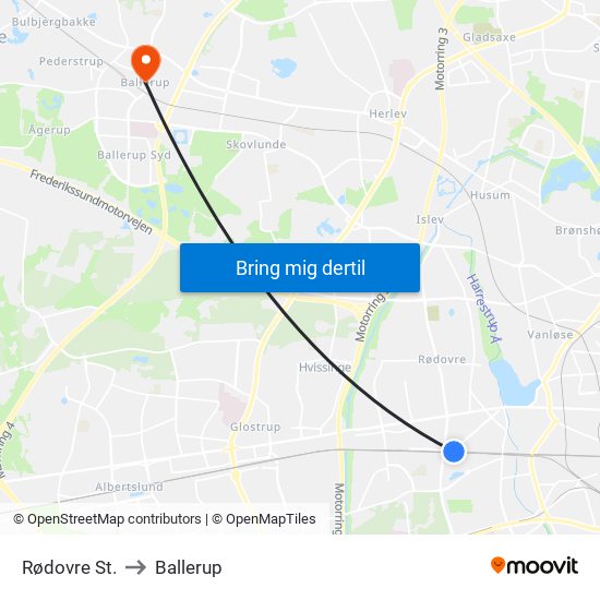 Rødovre St. to Ballerup map