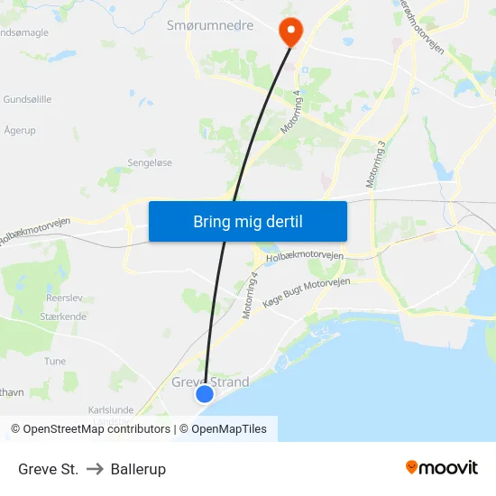 Greve St. to Ballerup map