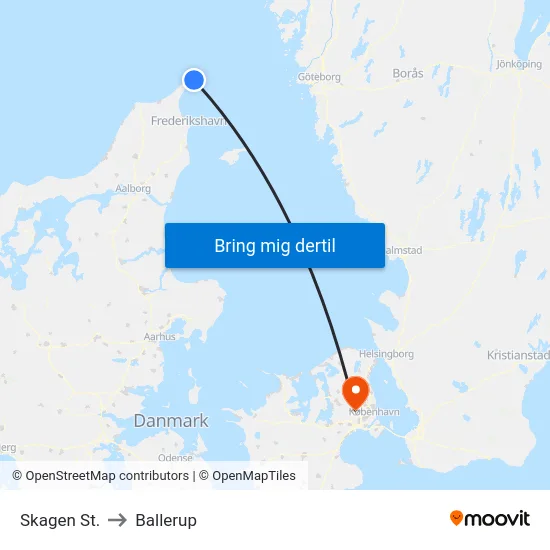 Skagen St. to Ballerup map