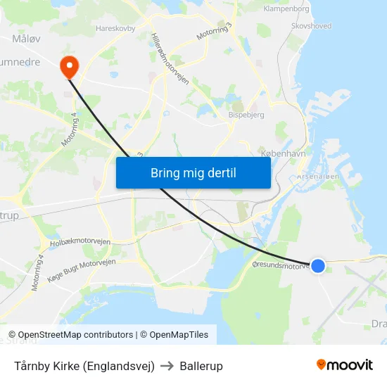 Tårnby Kirke (Englandsvej) to Ballerup map