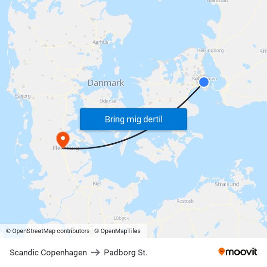 Scandic Copenhagen to Padborg St. map