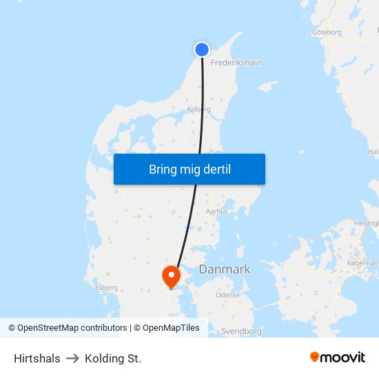 Hirtshals to Kolding St. map