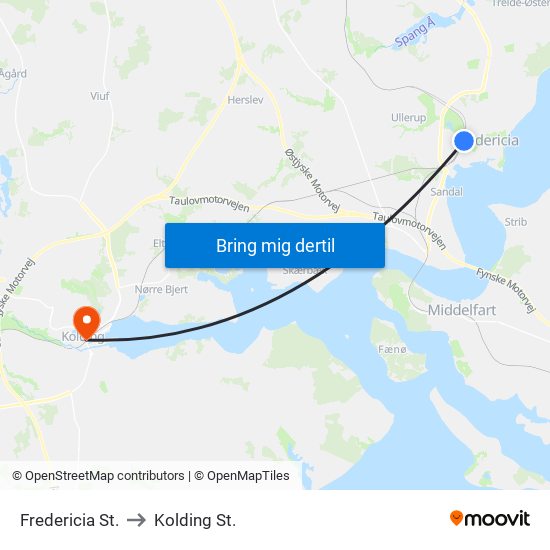Fredericia St. to Kolding St. map