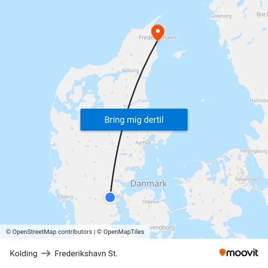 Kolding to Frederikshavn St. map