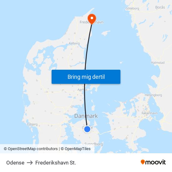 Odense to Frederikshavn St. map