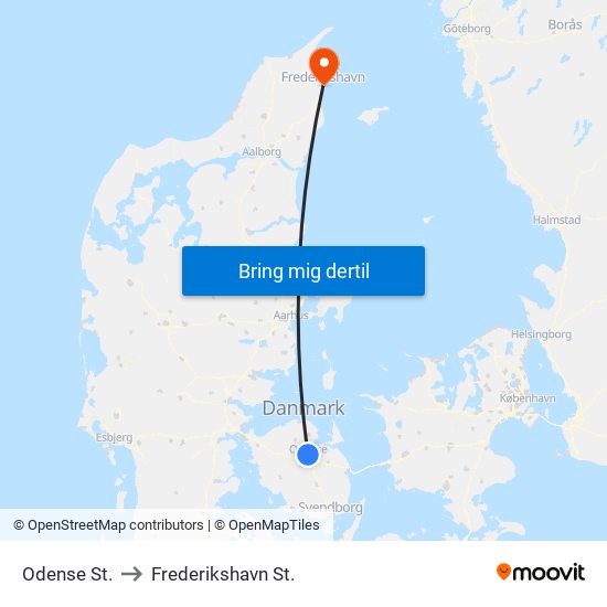 Odense St. to Frederikshavn St. map