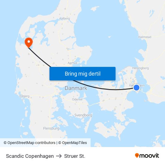 Scandic Copenhagen to Struer St. map