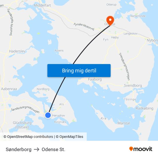 Sønderborg to Odense St. map