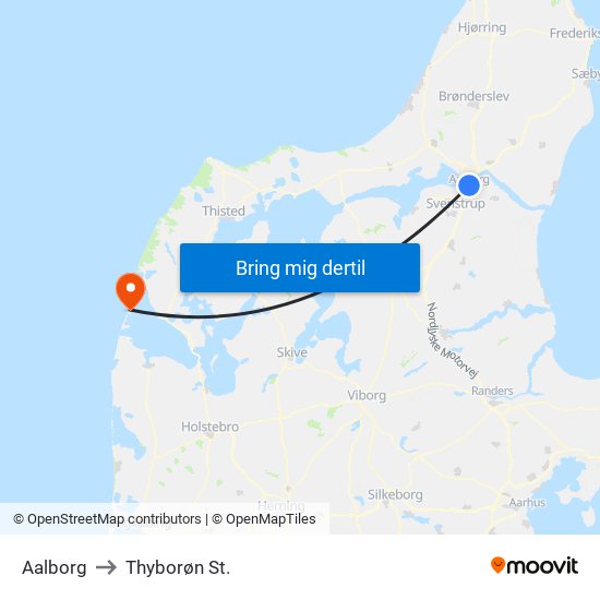 Aalborg to Thyborøn St. map