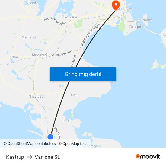 Kastrup to Vanløse St. map