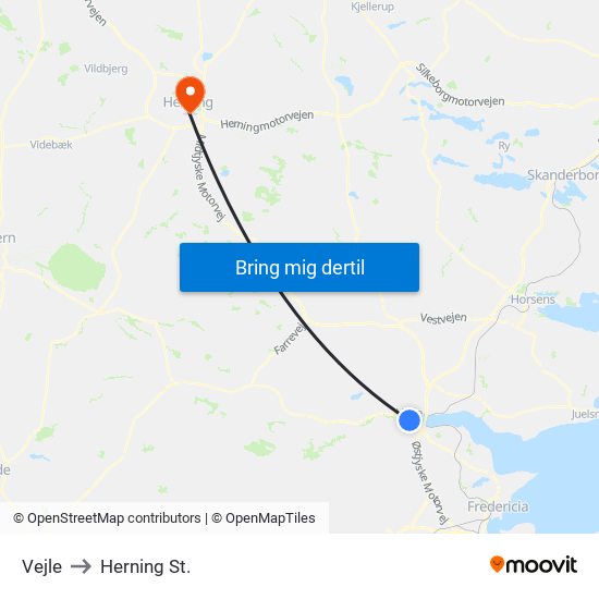 Vejle to Herning St. map