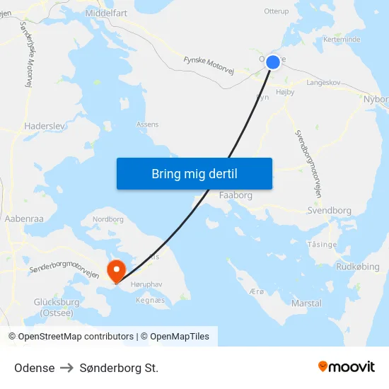 Odense to Sønderborg St. map