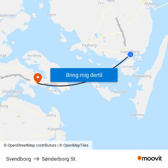 Svendborg to Sønderborg St. map