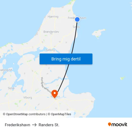 Frederikshavn to Randers St. map