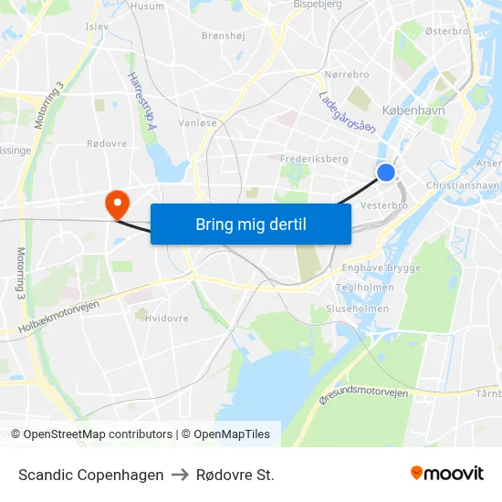 Scandic Copenhagen to Rødovre St. map