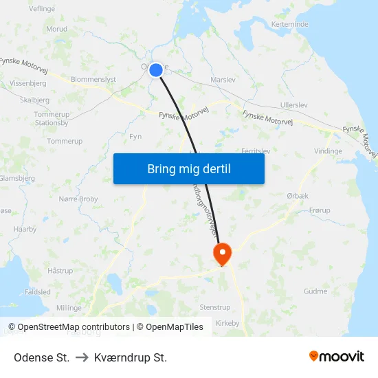 Odense St. to Kværndrup St. map