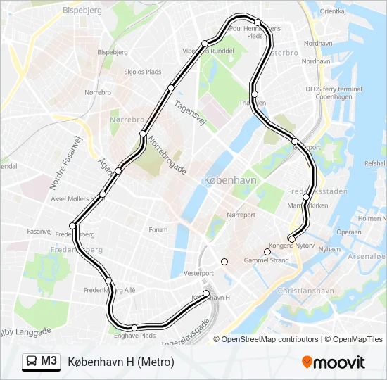 M3 bus Linjekort