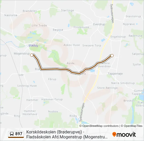 897 bus Linjekort