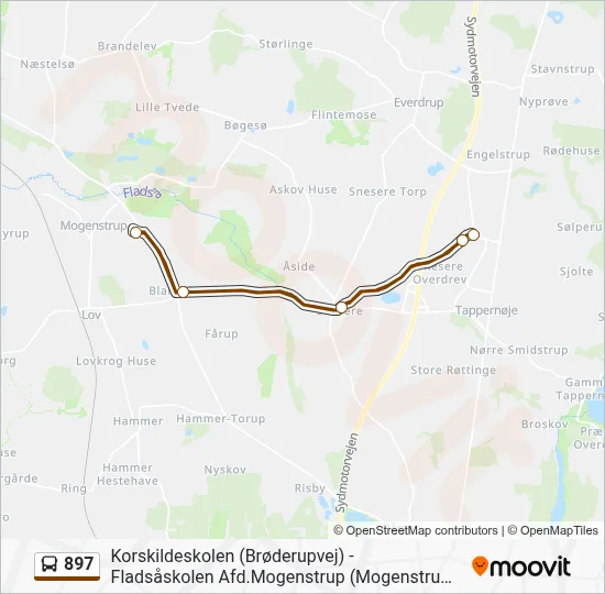 897 bus Linjekort