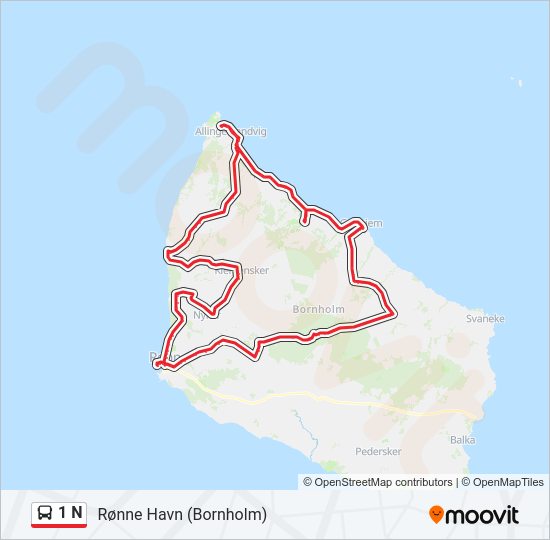 1 N bus Line Map