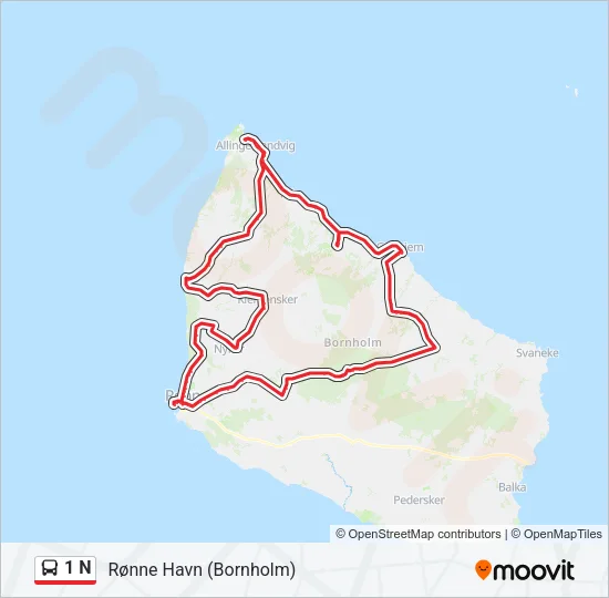 1 N Bus Line Map