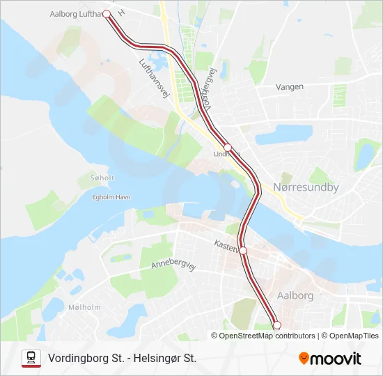 RE jernbane Linjekort