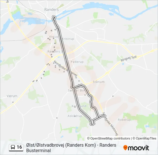 16 Bus Line Map