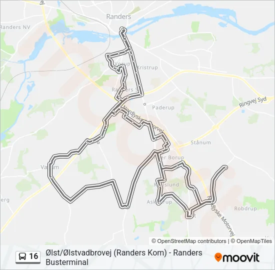 16 Bus Line Map