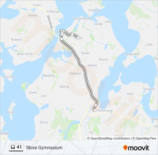 41 bus Linjekort