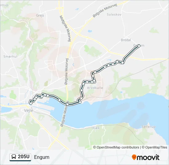205U Bus Line Map