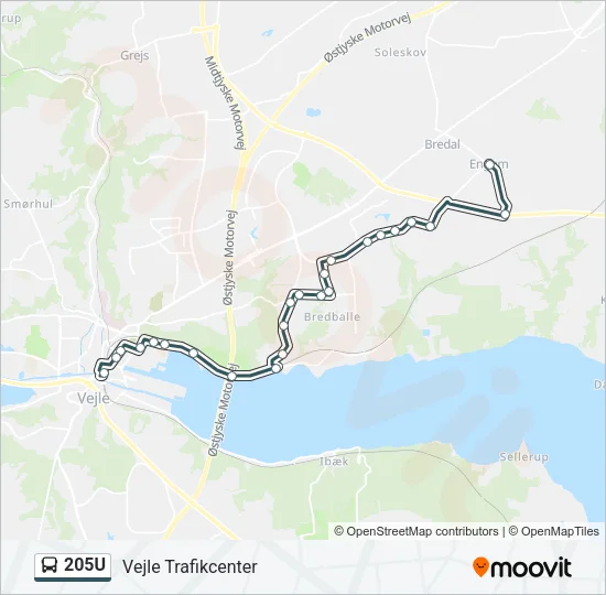 205U Bus Line Map